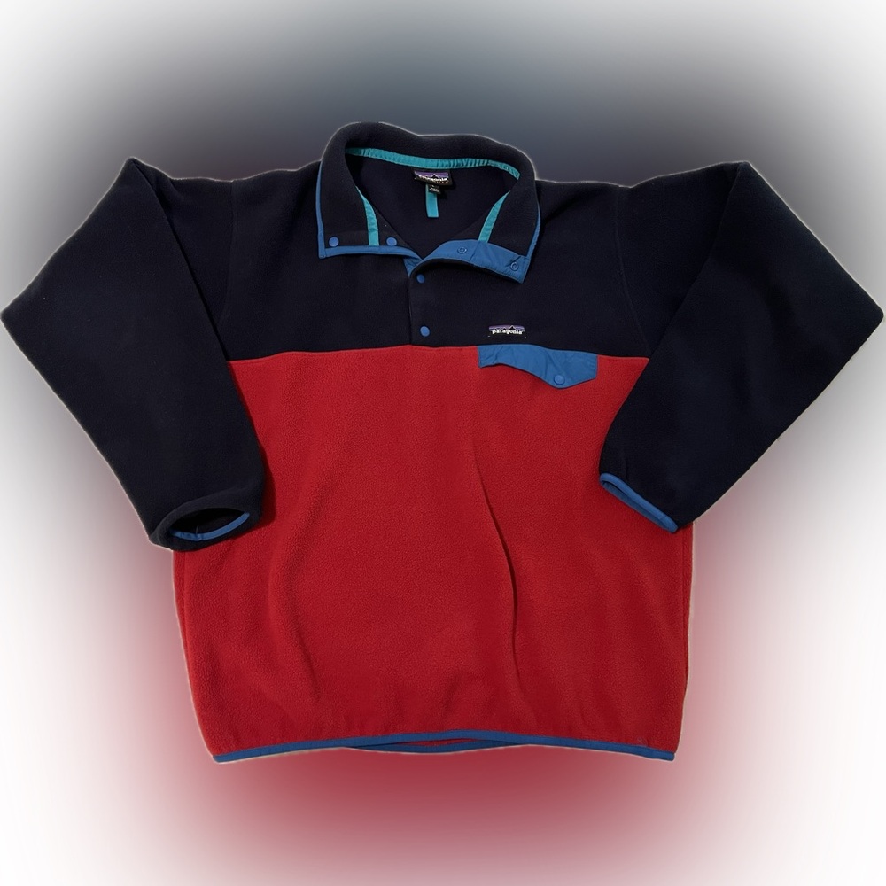 Patagonia Red and Blue Fleece Pullover